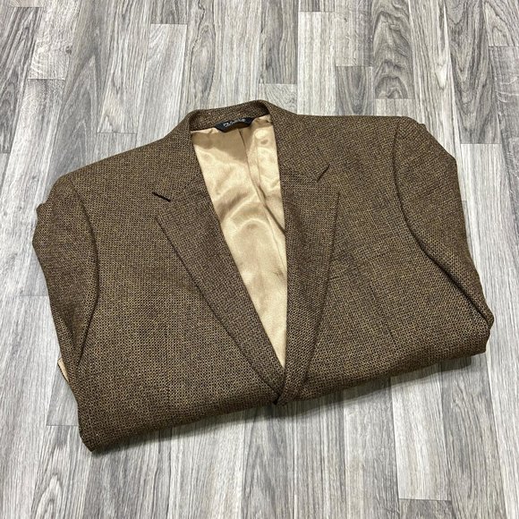 JOS. A.BANK Lined Brown Lambs Wool Cashmere Blazer Sport Coat Men's Size 46 Long - Picture 1 of 9